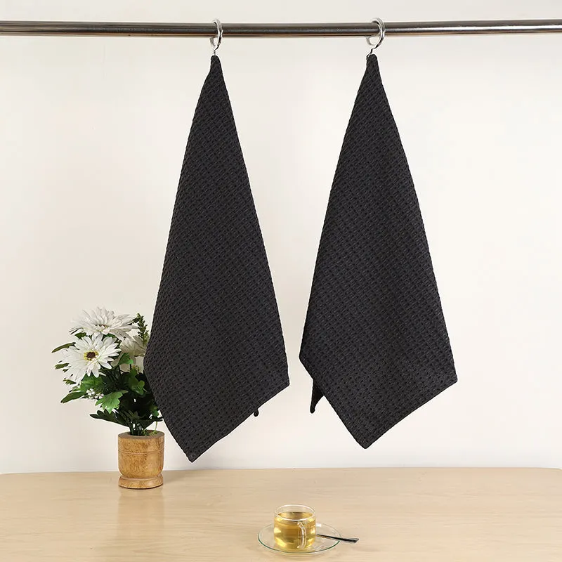 Sunbeam Cotton Kitchen Towel (Black) - Set Of Two media 1