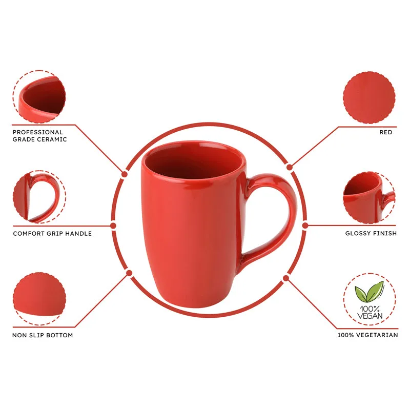 Kopi Ceramic Coffee Mug (Red/350 mL Each) - Set Of Two media 3