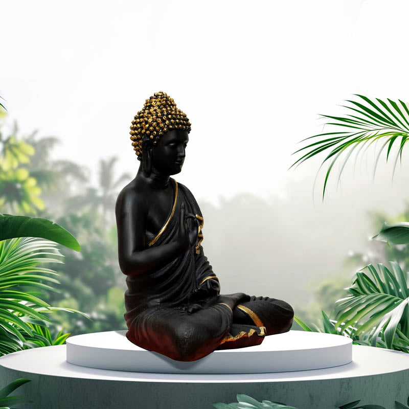 Buddha Charitha Showpiece - Black & Gold media 3