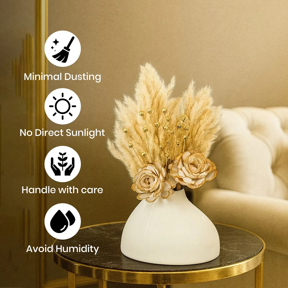 BloomAura Artificial Flowers with Vase - Brown media 3