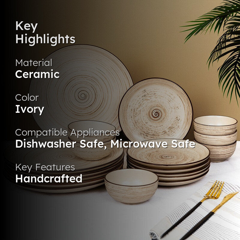 Cream Ceramic Dinner Set - 18 Piece Set media 2