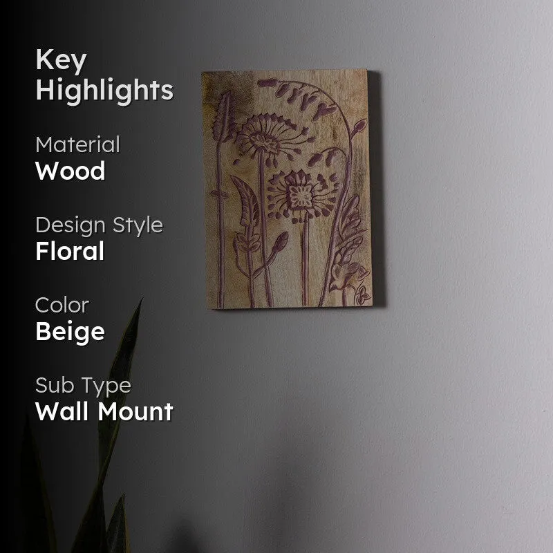 Rustic Charm Leaf and Stem Wooden Wall Plate media 2