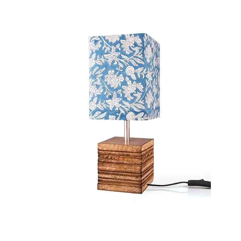 Lazing Leaves Wooden Table Lamp - Blue,White media 4