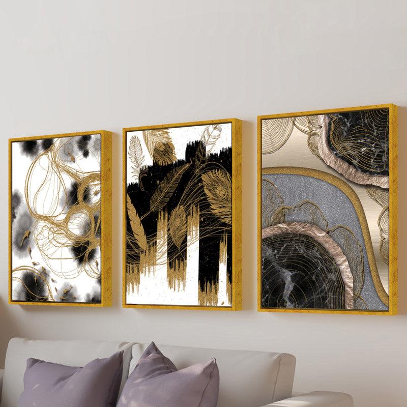 Vanessa Cotton Canvas Wall Painting With Frame- Set Of Three media 3