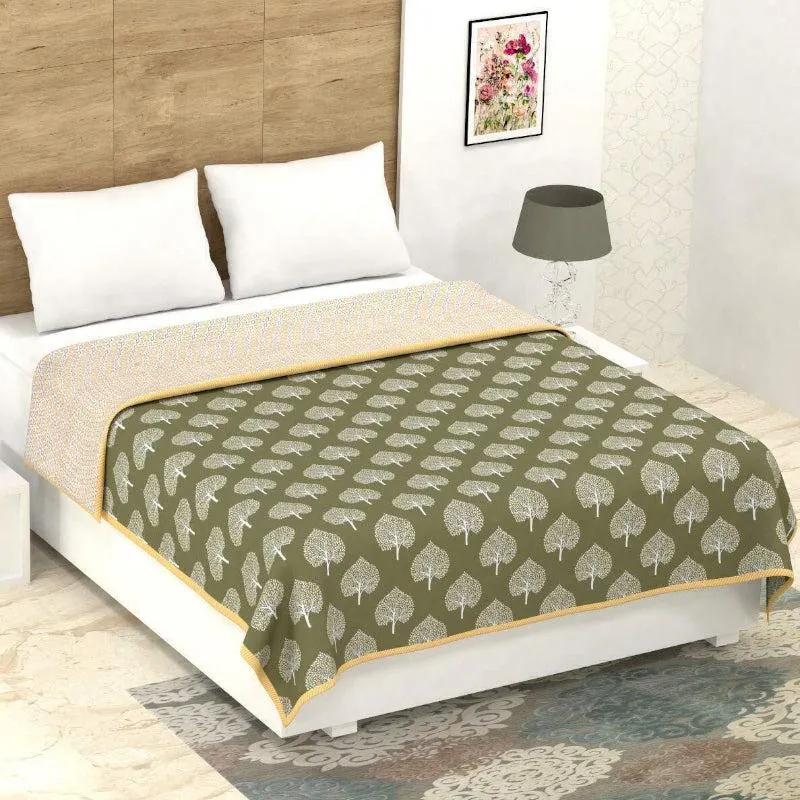 Akshat Ethnic Reversible Cotton Dohar (Dark Green) - 180 GSM media 3