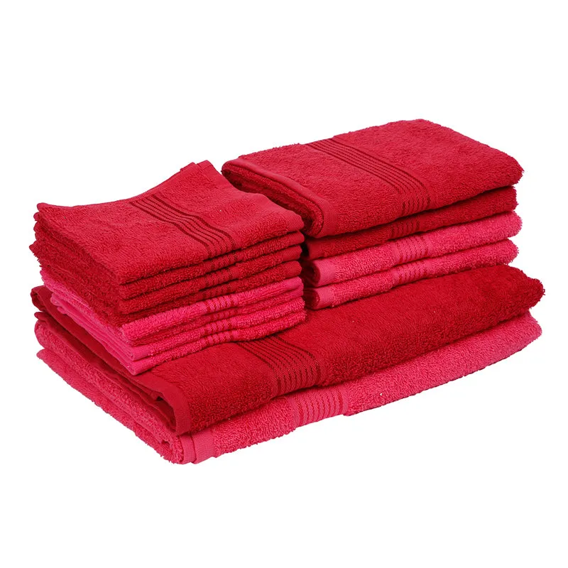Comfora Towel Set (Red,Pink) - Fourteen Piece Set media 4