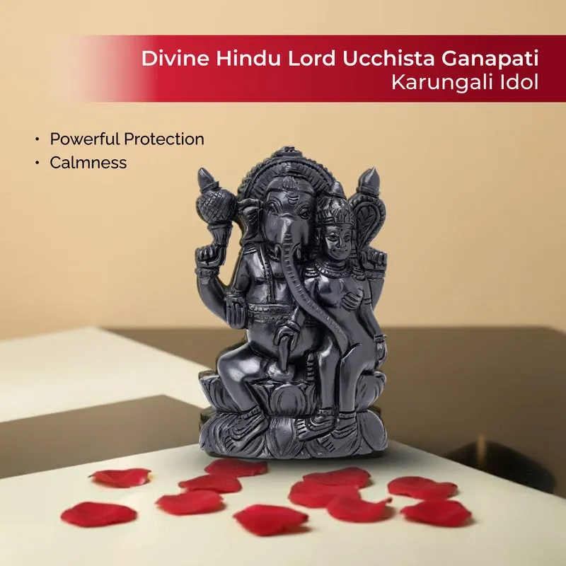 Ucchista Ganapati Divine Ebony Wood Idol media 5