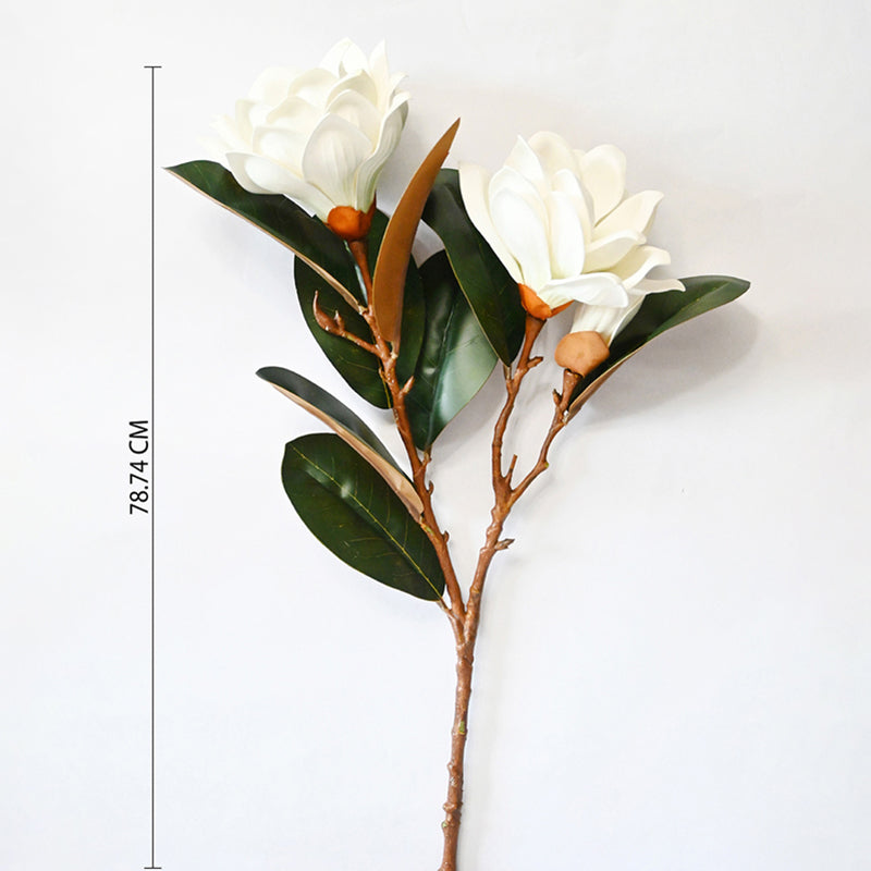 Artificial Realistic Magnolia Flower Stick - White media 5