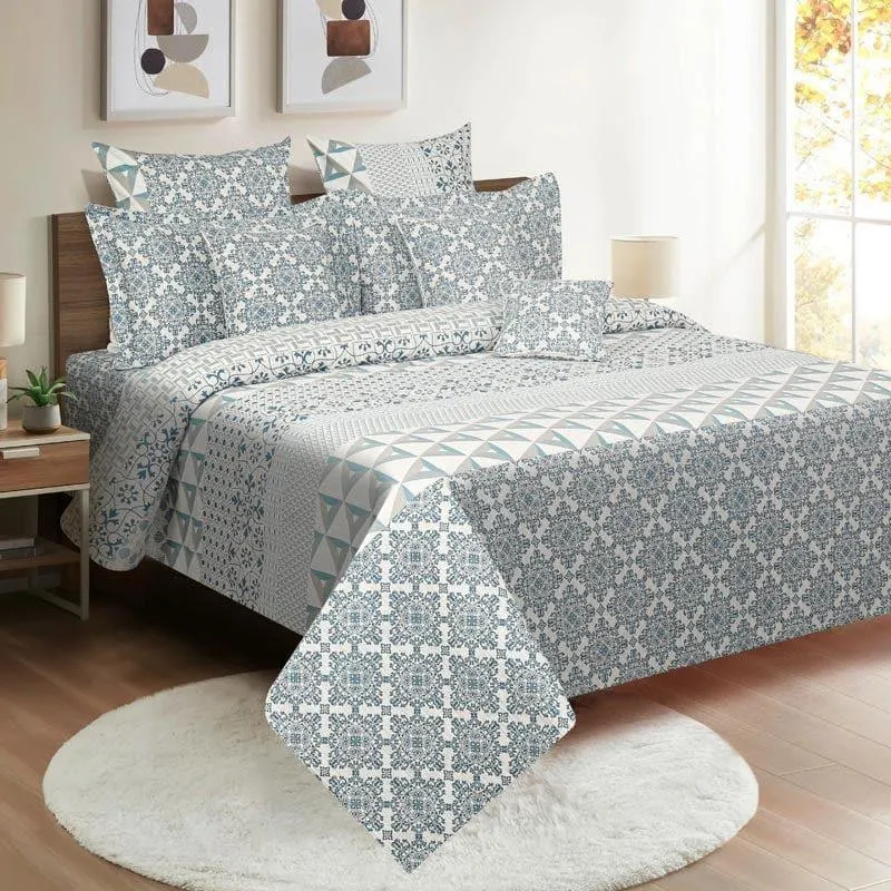 Swayam Zira Cotton Bedsheet (Blue) - 200 TC media 1