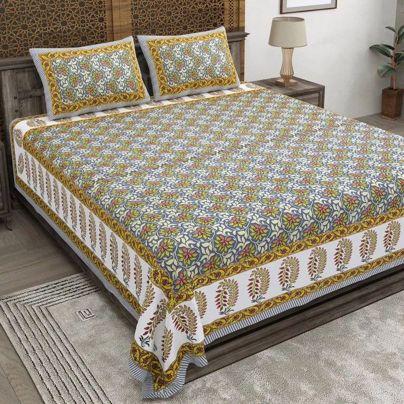 Auraus Cotton Bedsheet (Multicolor) - 240 TC media 1