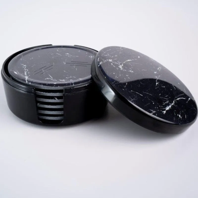 Black Marble Melamine Coaster Set - Eight Piece Set - 6