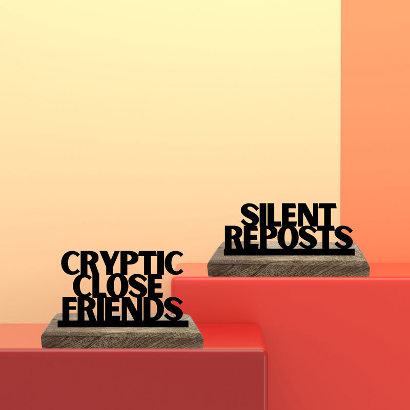 Silent Reposts Typography Showpiece - Set Of Two