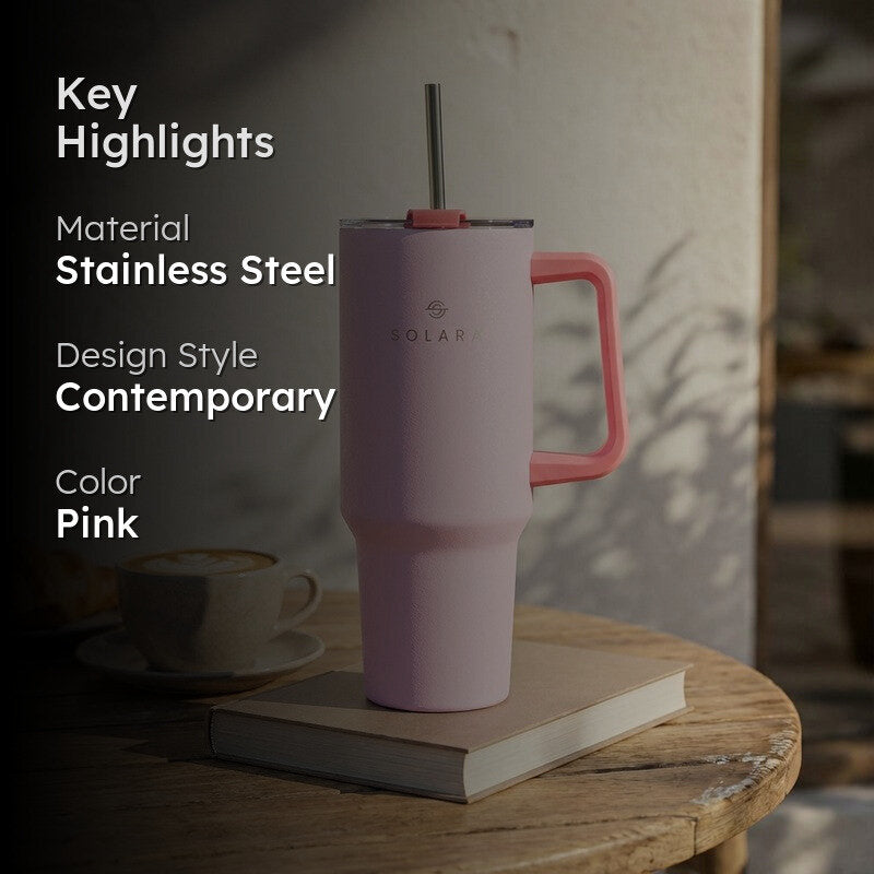 Solara Urban Chill Stainless Steel Tumbler (1200 ML) - Pink media 2