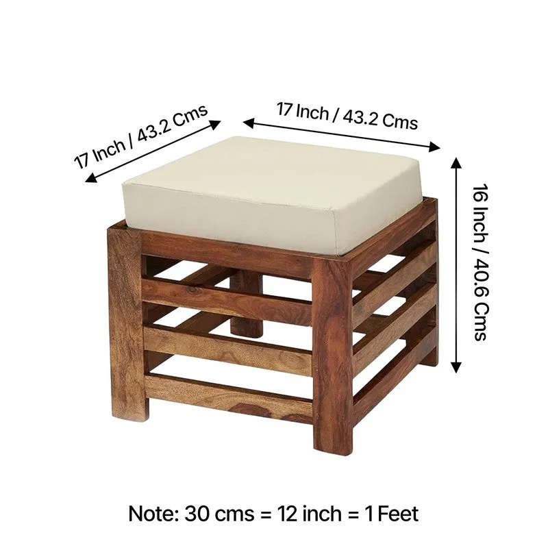 Synex Sheesham Wooden Bench with Stool (White) - Two Piece Set media 9