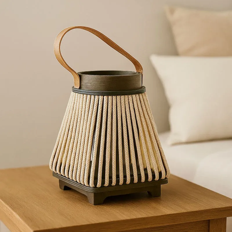 StriaGlow Bamboo Tea Light Candle Holder - Beige media 1