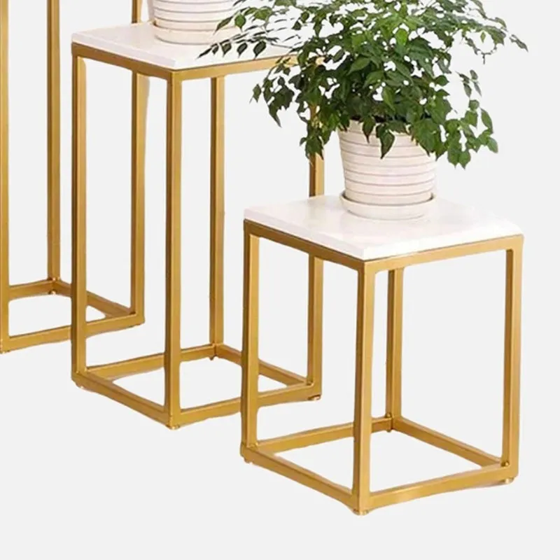 Luna Vertex Metal Accent Table with Marble Top - Set Of Three media 4