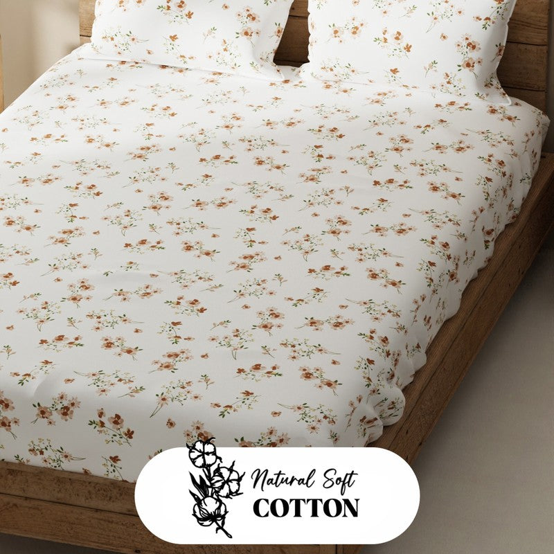 Aelvos Bedsheet (White,Brown) - 115 GSM media 5