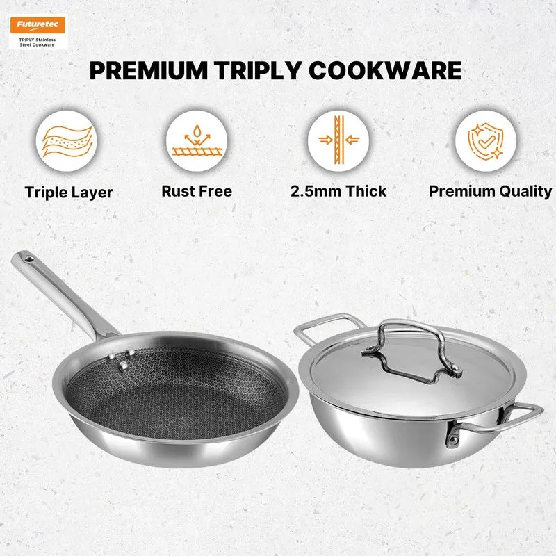 Kraft Sizzle Mate Kadhai and Frying Pan with Lid (2400 mL & 1600 mL) - Two Piece Set media 5