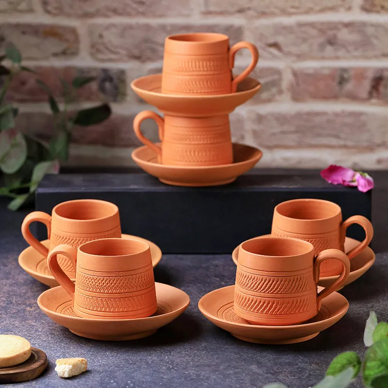 Claysip Terracotta Cup & Saucer (160 mL Each) - Set of Six media 6