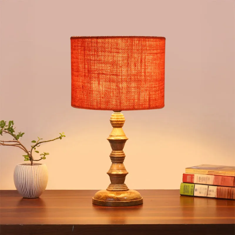 Sienna I Timber Wooden Table Lamp - Orange,Brown media 2