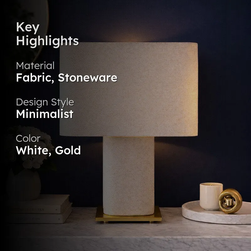 AarviDecor Stratford Decorative Fabric Table Lamp - Beige media 2