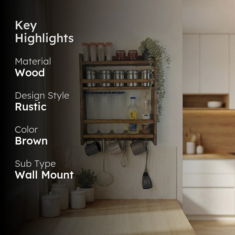 Gridis Wooden Kitchen Storage Rack media 2