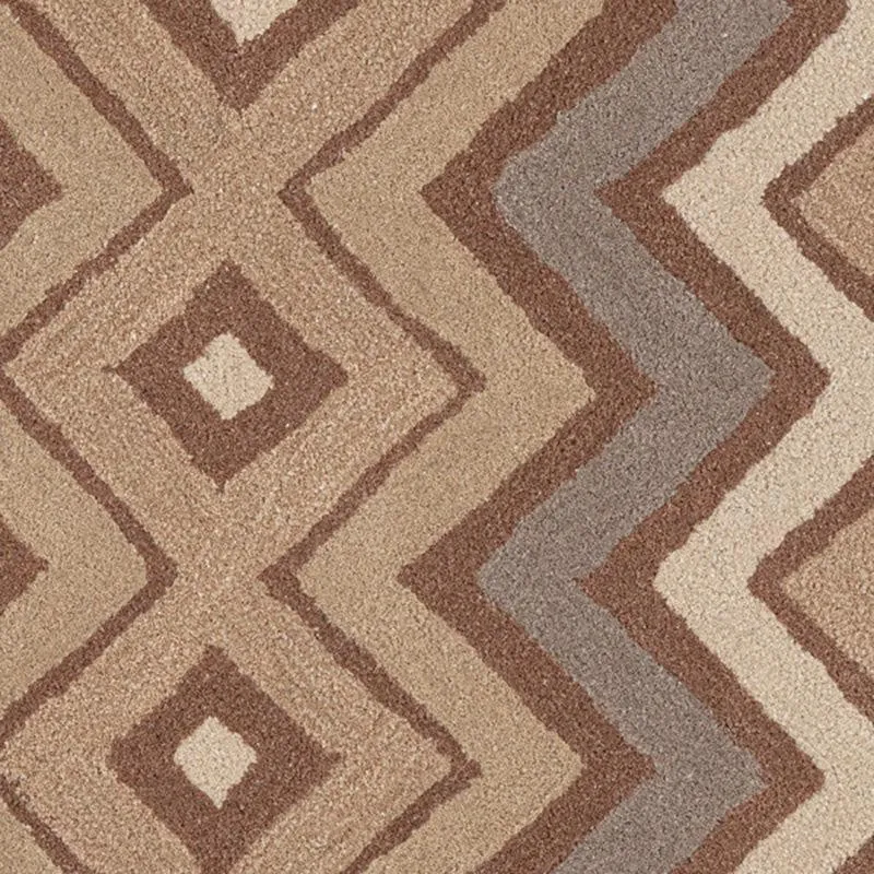 Shelob Hand Tufted Geometric Wool & Nylon Carpet - Brown media 4
