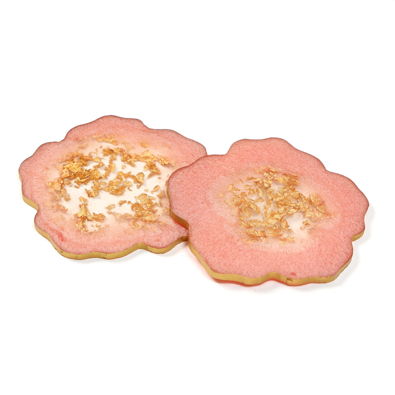 Gold Fleck Resin Coaster (Pink) - Set Of Two media 5