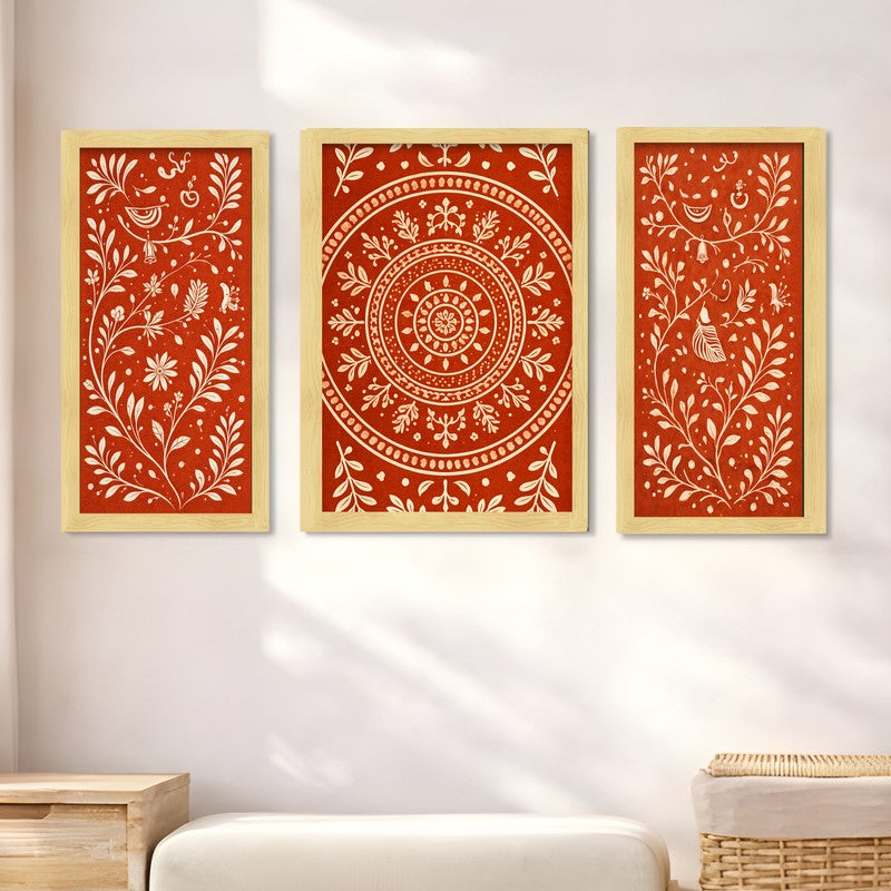Timeless Indian Wall Art With Frame - Set of Three media 4