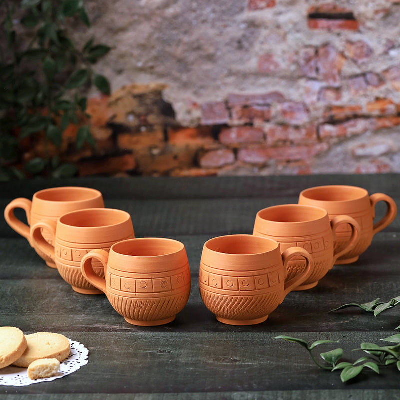 Raw Terracotta Tea Cup (160 mL Each) -  Set of Six media 3