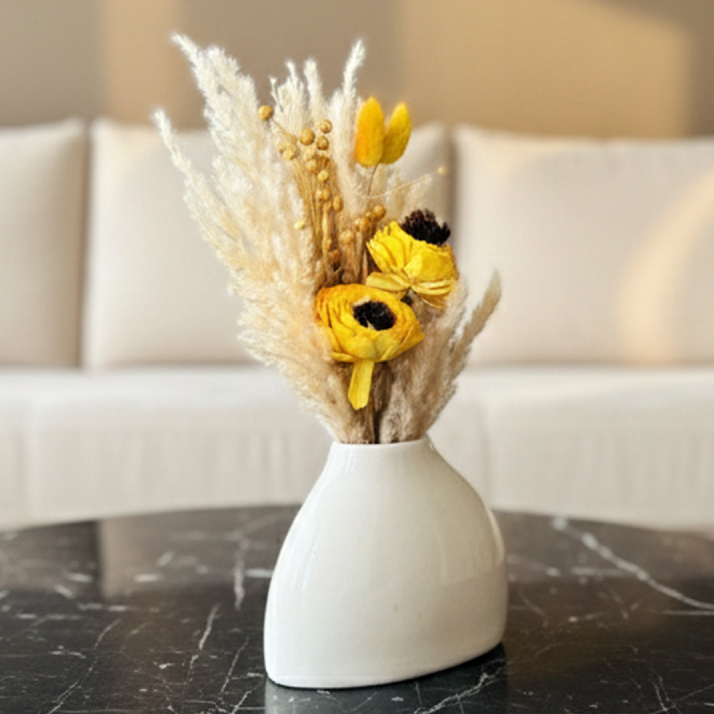 JoyBloom Artificial Flower with Ceramic Pot - Yellow