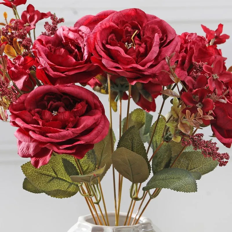 Cross Autumn Peony Artificial Flowers - Red media 5