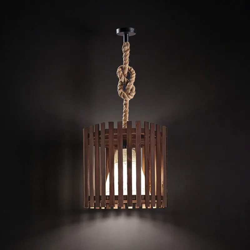 CageFacet Wooden Ceiling Lamp - Brown media 4