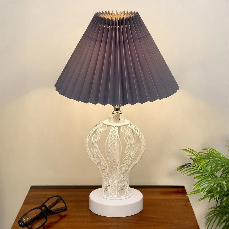 Irelle French Pleat Metal Table Lamp - Grey,White media 1