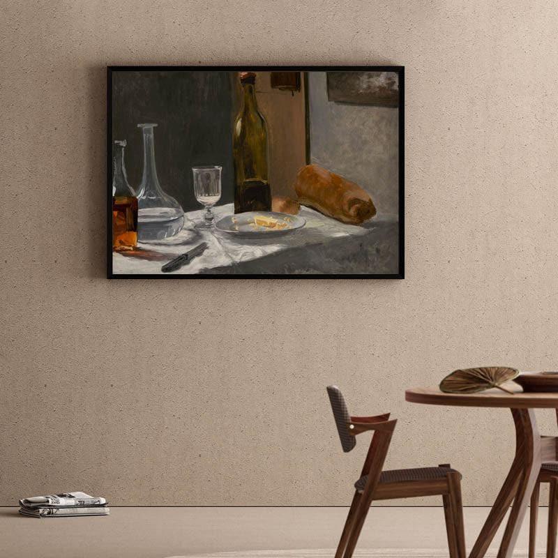 Still Life With Bottle By Claude Monet - Black Frame