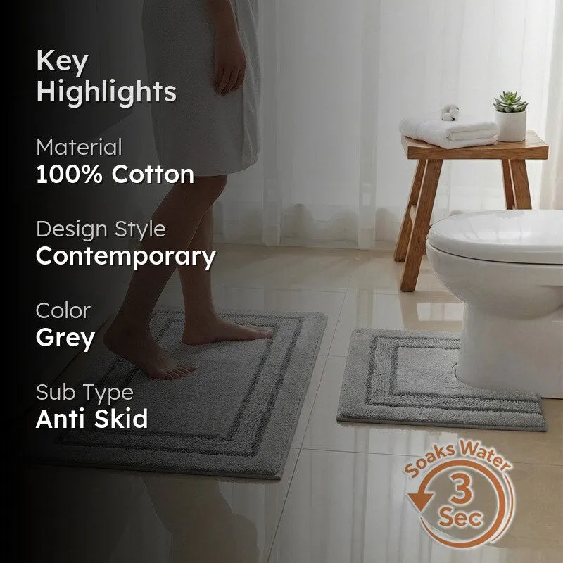 SpaStep Cotton Bath Mat (Grey) - Set of Two media 2