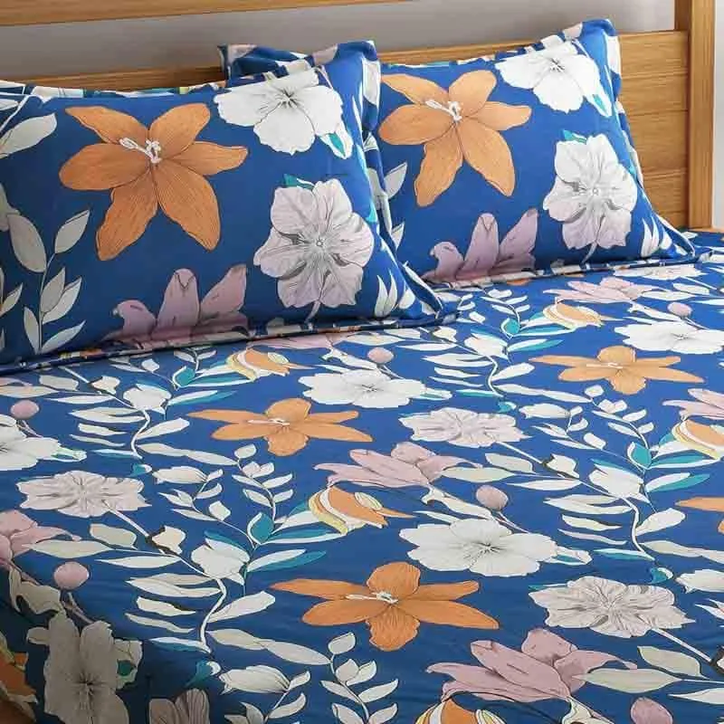 Enlarged Floral Charm Cotton Bedsheet - 210 TC media 5