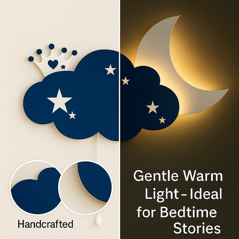 Sleepy Night Sky Cloud Battery Operated MDF Wall Lamp - Blue media 6