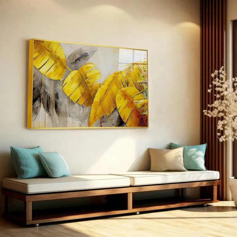 Leaf of Luxury Floral Canvas Wall Art With Frame - Gold media 4