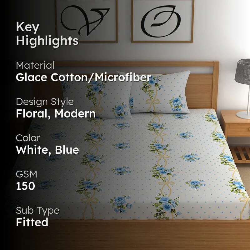 Hilda Fitted Microfiber Microfiber Bedsheet (Blue) - 150 GSM media 2