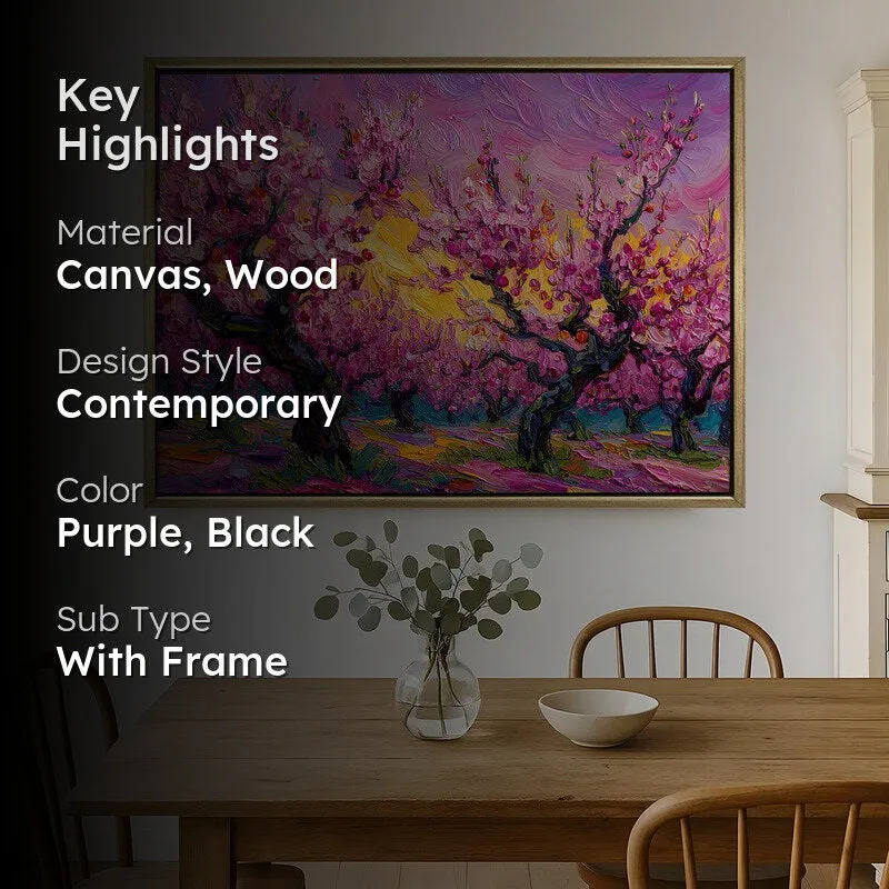 Rosy Orchard Canvas Wall Painting With Frame media 2