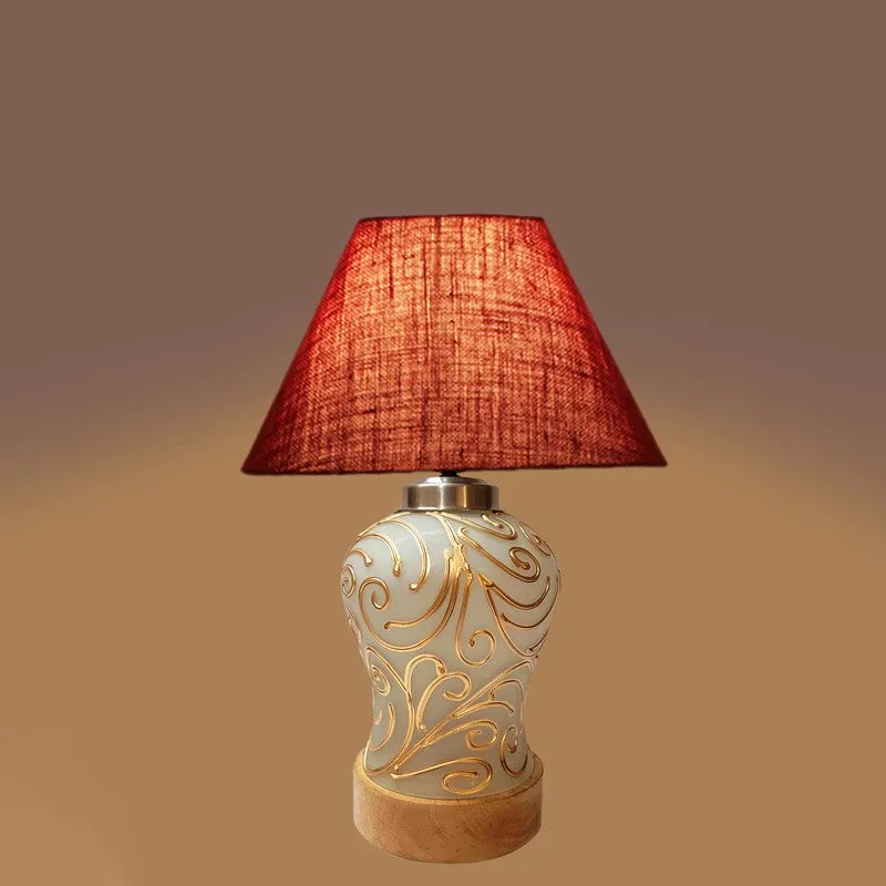 Lumithra Wooden Table Lamp - Maroon media 5