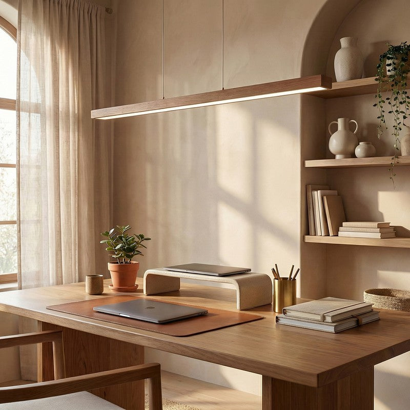 Heliades Linear LED Wooden Ceiling Lamp - Brown