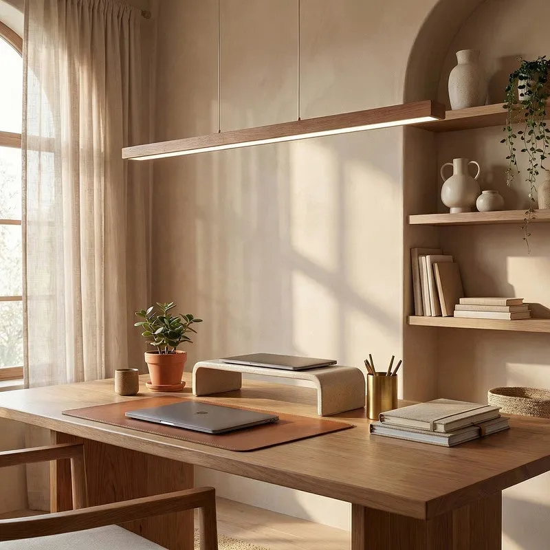 Heliades Linear LED Wooden Ceiling Lamp - Brown media 1
