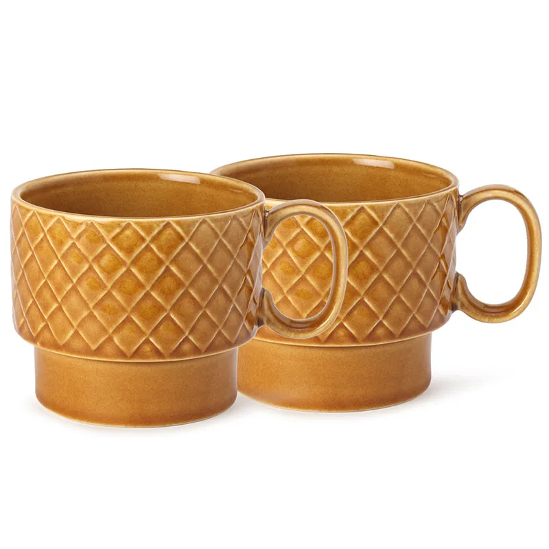 Fjord Ceramic Coffee Mug (500 mL Each/Golden Brown) - Set of Two media 3