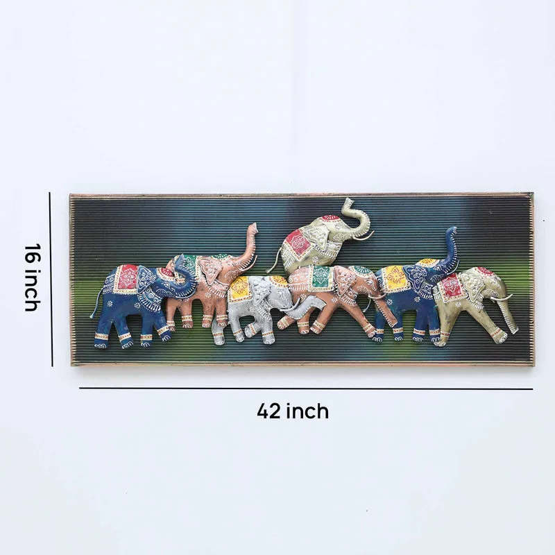 Colorful Elephants Iron Wall Accent With Wooden Frame media 7