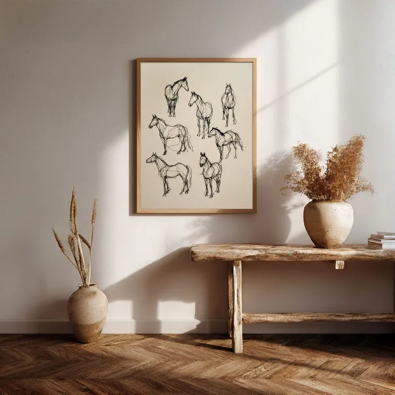Contemporary Horse Wall Painting With Brown Frame media 7