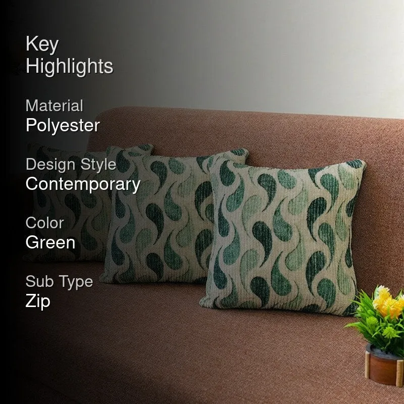 FloralDreamline Cushion Cover (Green) - Set Of Three media 2