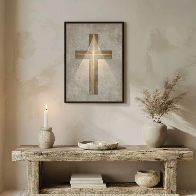 Holy Cross Glow Wall Painting With Black Frame media 3