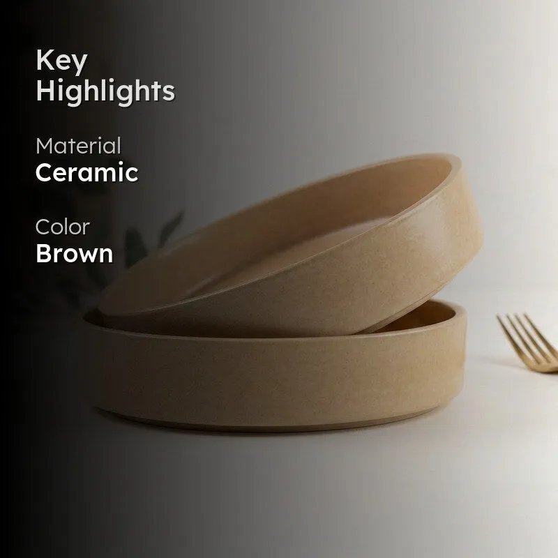 Whimsi Ceramic Salad Bowl (600 mL,Light Brown) - Set Of Two media 2